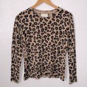 Cythia Rowley Leopard Print 100% Cashmere Sweater Size M